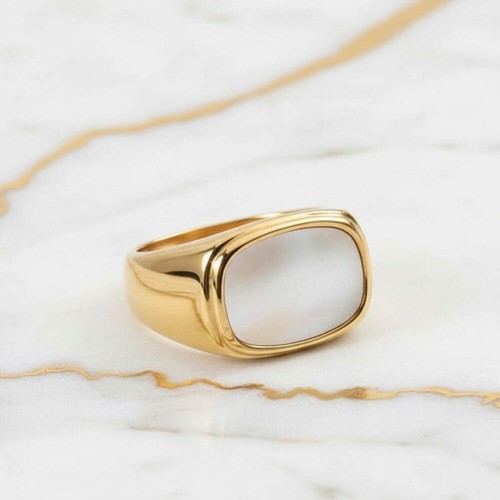 Ring muschel rechteck perlmutt - ring,