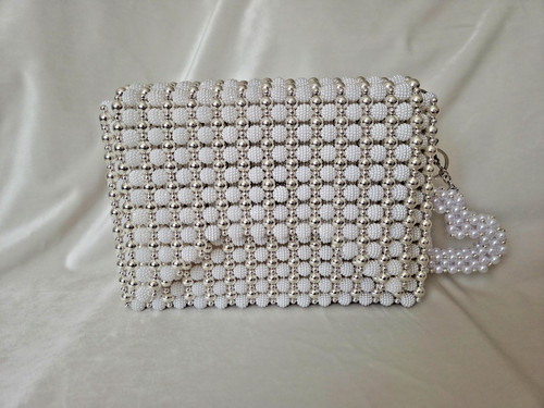 Perlen handtasche silber - perlen-handtasche,