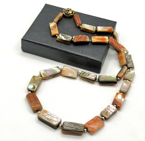 Vintage perlmutt kette natur - vintage,